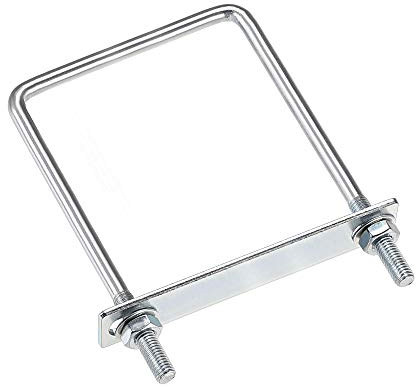sourcing map 2 Stück Vierkant U-Bolzen Bügelschrauben Bügelbolzen 3-1/2(100mm) Innenbreite 150mm Länge Kohlenstoffstahl M8 mit Muttern, Rahmenplatte, runde Unterlegscheiben