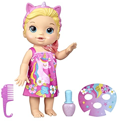 Baby Alive Babypuppe, 32,5 cm, zum Baden, Einhorn, Make-up und magische Nägel, Blondes Haar, Kinder, Mehrfarbig