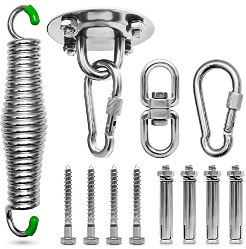 ersatzteilshop basics Kit de suspension pour fauteuil suspendu – Support de sac de frappe certifié TÜV avec charge – ressort en acier inoxydable pivotant à 360°