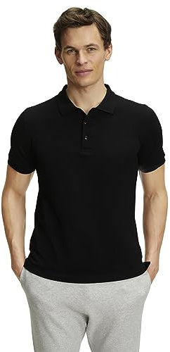 FALKE Herren Polohemd Basic Polo Shirt Piqué M Pl Baumwolle weich hautfreundlich bequem sehr leicht 1 Stück, Schwarz Black 3000, S