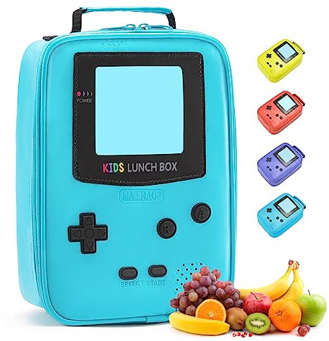 Hairao Lunchbox für Kinder, isoliert, weich, Leder, Lunchbox, Gameboy, Mini-Kühler, Schulanfang, Thermo-Mahlzeiten-Tragetasche, Set für Jungen, Mädchen, Teenager