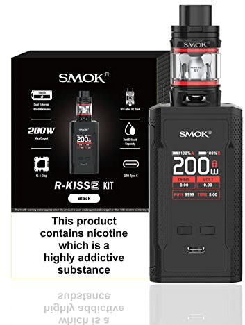 SMOK R Kiss 2 Vaping Kit, Ergonomic, Stylish and High-Performance Experience, Professional Upgrade, Powered by Dual I8650 (Not Included), 2mL, E Cigarettes, E Cig, SMOK Vaping, No Nicotine (Black)