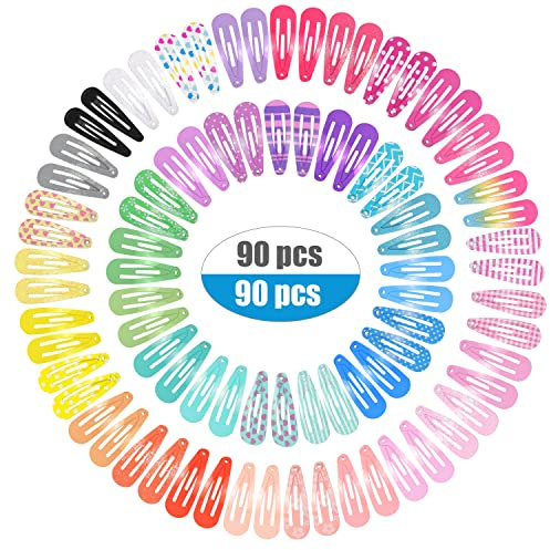 Pince à Cheveux Bébé 90Pcs,3 cm Mini Barrettes à Cheveux,Barrettes Colorées pour bébés filles cheveux fins (3 cm)