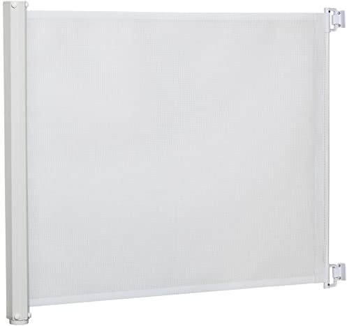 PawHut Hunde Türschutzgitter Treppenschutzgitter Treppenschutz Sicherheitstrennwand Trennwand Türschutz Treppenschutzgitter ausziehbar treppenschutzrollo Rollo Einrollbar PVC Weiß 115 x 82,5 cm