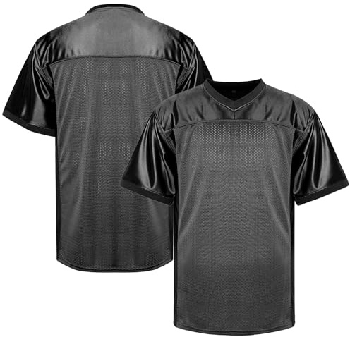 TKJPYWYH Blank Football Jersey, Mens Practice Jersey Football,Hip Hop Sports Blank T-Shirt S-3XL White Black Blue(Black,X-Large)