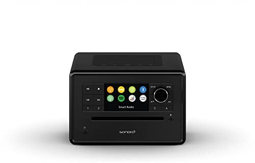 sonoro Elite CD-Player mit Internetradio und Bluetooth (UKW/FM, DAB Plus, WLAN, Wecker, Podcasts, Spotify, Amazon Music, Deezer) Schwarz/Schwarz