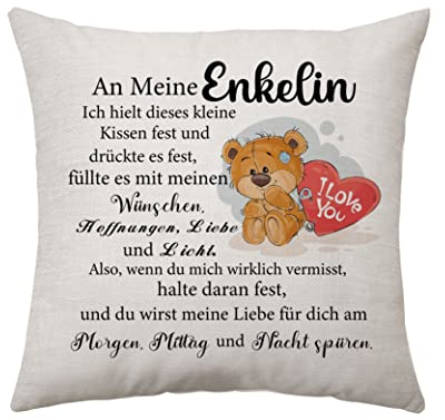Aconesong Geschenke für Enkelin von Oma Opa - Kissenbezug für Geburtstagsgeschenk, Abschluss, Weihnachten, Hochzeit - Geschenke für Enkeltochter und Enkelkinder
