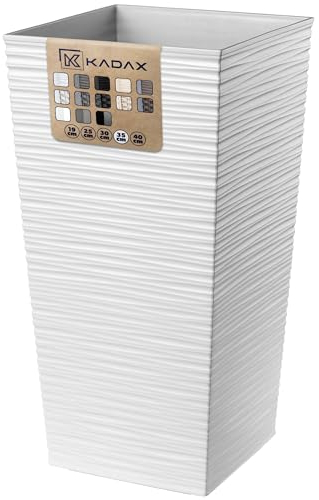 KADAX Elegante Vaso Alto per Piante da Interno ed Esterno Decorativo, Grande Fioriera in Plastica per Giardino e Balcone (Bianco, Irregolare, 68 cm)