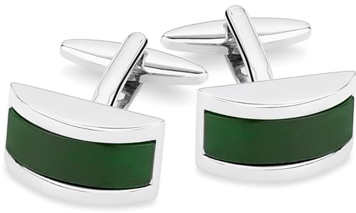 LINDENMANN Manschettenknöpfe Herren grün im Geschenketui für Business oder Hochzeit