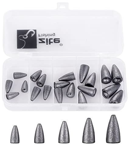 Zite Fishing Bulletblei Sortiment in Tacklebox – 25 Angelgewichte für Finesse Angeln (3,5g, 5g, 7g, 10g, 14g) – Ideal für Barsch, Zander, Carolina & Texas Rigs Spinnfischen