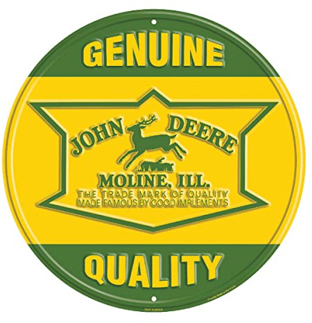 John Deere Rundes echtes Qualitätsschild, 30,5 cm, Gelb