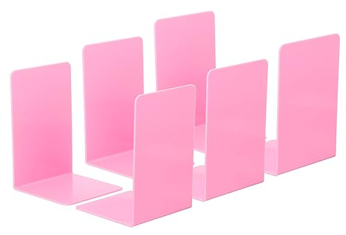PATIKIL Acryl Buchstütze 6 Pack Plastik L-Form Bücherständer für Regale Schreibtisch Bücherregal Zeitschrift Organizer Stand Halter für Büro Heim Arbeitszimmer Rosa