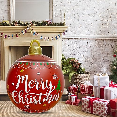 60cm Groß Weihnachtskugeln mit Pumpe, Aufblasbar Kugeln Weihnachtsdeko Weihnachten Ball, Wasserdicht Weihnachtskugel Weihnachtsbaum Deko, Geschenk für Kinder Party (I)