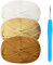 Häkelgarn Baumwolle Häkelwolle Chenille Wolle zum Häkeln 3 x 50g Häkelwolle mit Häkelnadel 4mm,Dickes Baumwoll-Nylon-Mischgarn Khaki