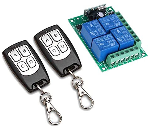 Karriter Universale Wireless Telecomando Interruttore DC 12V 4CH Relè Ricevitore Modulo con 4 Canali RF Telecomando 433 Mhz Trasmettitore