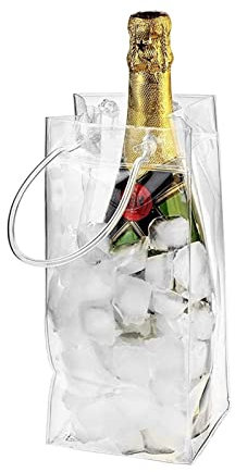 MOOWI Ice Bucket Simple Ice Bag Transparent Ice Bag Portable Ice Bucket Wine Champagne Bottle Cooler Travel With Handle Keeps Ice Cold & Dry