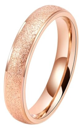 Whoiy Schmuck Trauringe Roségold Gravur, Edelstahl Sandstrahl Glitzer Ring 4MM Freundschaftsringe Best Friends für Damen Größe 57 (18.1)