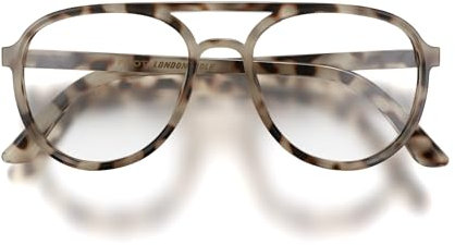 LONDON MOLE Brillen | Pilot Lesebrille | Pilotleser | Coole Leser | Stilvolle Lesebrille | Unisex | Federscharniere | Glanz helles Schildpatt | + 1,0 Vergrößerung
