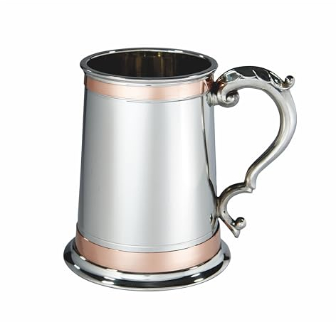 Wentworth Pewter Chope Monarch double bande de cuivre 1 pinte