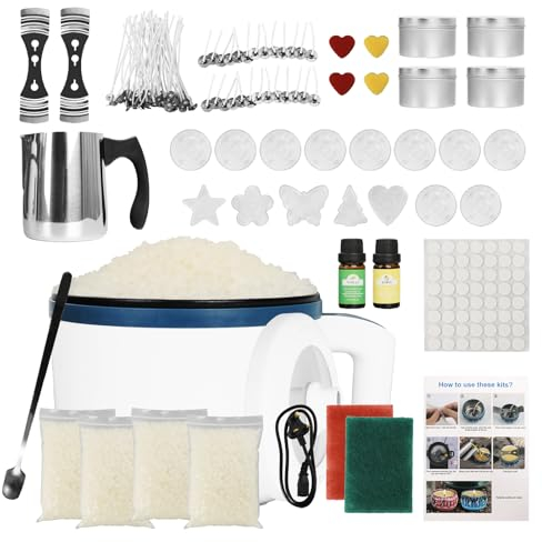 Faazy Candle Making Kit - with 1.8L Wax Melting Pot, Candle Melting Pot for Candle Making Electric Non-Stick Candle Making Pouring Pot, Wax Melting Tool with Heat-Resistant Handle Candle Starter Kit