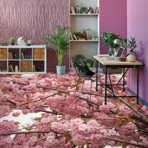 Benutzerdefinierte Boden Wasserdichte Stereo-Aufkleber 3D Rosa Blume,430 * 300cm 3D-Bodenfliesen Aufkleber Bodenbelag Tapete Wandbild PVC Wasserdicht selbstklebende Tapete Wohnkultur
