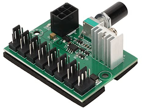 Jiawu Computer Fan Controller Hub, PWM 8 Channel 0 to Full Speed ​​6pin Interface Fan Splitter Controller Hub DC 12V for Business