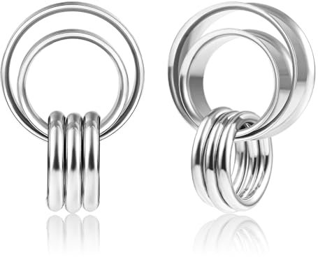 DOEARKO Ohr Flesh Tunnel mit Ringen Double Flared Ohr Tunnel Plug Edelstahl Ohr Gewichte Ohr Expander Ohrpiercing Gestreckte Schmuck für Frauen und Männer (Silber,14mm)