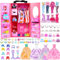ZNTWEI Puppenkleidung und Zubehör mit Schrank, Kleiderschrank, DIY-Spielset für 29,1 cm große Puppe, einschließlich Hochzeitskleid, Modekleid, Freizeitkleidung, Badeanzug, Schuhe, Kleiderbügel