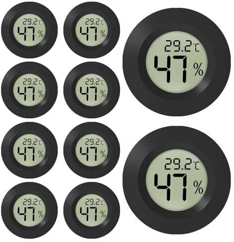 10er Set Digital Indoor Thermometer Hygrometer: WIYETY Mini LCD Digitales Innen Thermo-Hygrometer, Temperature Humidity Meter, luftfeuchtigkeitsmesser für Zuhause Büro Schlafzimmer, runden