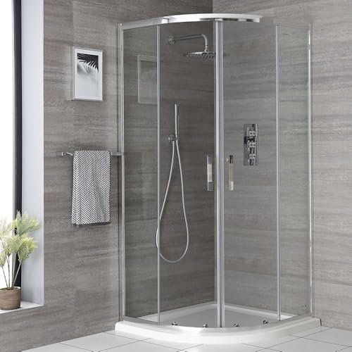 Milano Portland Chrome Reversible Quadrant Shower Enclosure White Tray - 700mm x 700mm