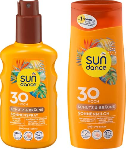 Sonnenmilch Schutz & Bräune LSF 30 (200 ml) + Sonnenspray Schutz & Bräune LSF 30 (200 ml) + PurLife Sticker