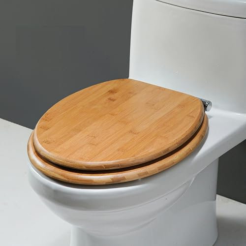 Soft Close Wooden Toilet Seats, WC Toilet Lid, Quick Release for Easy Cleaning,Slow Close Ergonomic Design(Dark Brown)