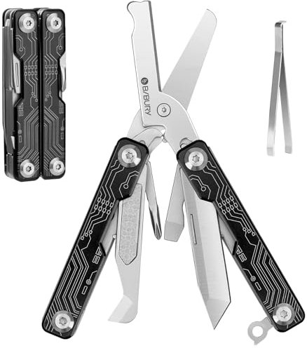 BIBURY Regalos Originales para Hombre, EDC Multiherramienta Tijeras Plegables, Herramienta de Bolsillo para Uso Diario, Gadgets Tecnologicos, Regalos Para Hombres y Mujeres Cumpleaños, Negro