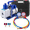 ZHIMAI Pompe à Vide Climatisation, Pompe à Vide Frigoriste CVC 4.8CFM 1/3 HP avec Kit Jauges de Collecteur à 4 Voies et Tuyau Sac de Transport pour Climatiseur Automobile Réfrigération