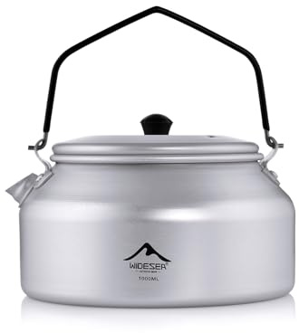 widesea UltraLight Campingwasserkocher, 1 l, harteloxiertes Aluminium, offen, flammenfest, mit hitzebeständigem Griff, tragbar für Lagerfeuer, Rucksackreisen, Wandern und Outdoor-Abenteuer