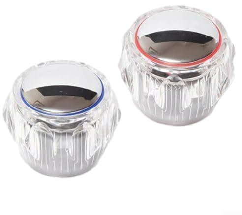 TDCuizent Maniglia di ricambio per rubinetto da cucina e bagno, 20 scanalature da 7,5 mm, per acqua calda e fredda, in plastica acrilica, con viti a testa zigrinata, blu e rosso, confezione da 2