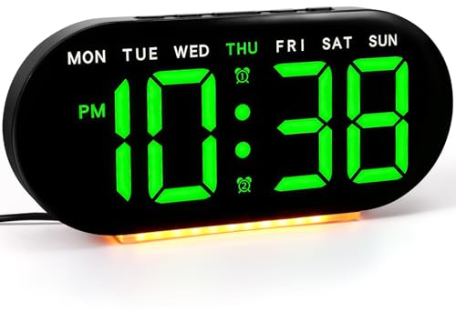 ZONJIE Wecker Digital Batterie, LED-Digitaluhr mit Licht, Doppelalarm und Schlummerfunktion, 12/24 Stunden, Helligkeit einstellbar, Nachttischuhr mit Temperaturanzeige