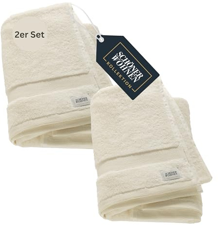 SCHÖNER WOHNEN 2er Set Premium Duschtuch 70x140 cm - saugstark - Luxus Badetücher Weiß 2teilig - 100% Baumwolle - flauschig weich - als Handtuch-Set kombinierbar - Frottiertücher - Öko-Tex