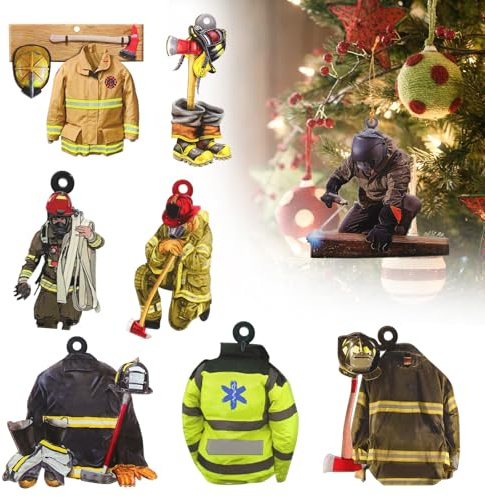 Zidoley 8 Stück Feuerwehrmann Weihnachten Deko Tannenbaumschmuck Feuerwehrmann Weihnachtsbaumschmuck Weihnachtsanhänger (Feuerwehrmann)