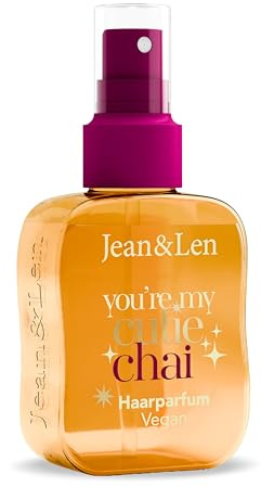 Jean & Len Parfum capillaire You're My Cutie Chai, formule nourrissante aux acides aminés & panthénol, parfum hivernal d'épices chai, vanille & orange, aux paillettes dorées, végane, 105 ml