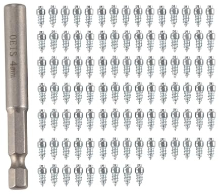 Omvial 100 StüCk Spikes für Reifen Universal Roller Rad Reifen Schnee Spikes Studs Reifen Anti-Rutsch Schraube Stud Trim 4X9Mm