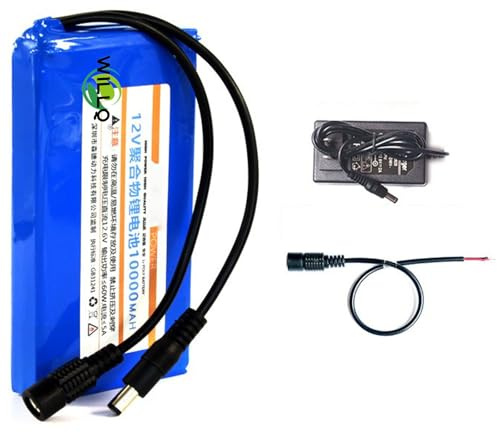 WILLQ Batteria agli ioni di Litio polimerica da 12 Volt DC 12V 6Ah 8Ah 10Ah 12Ah 16Ah 20Ah Batteria Li-Po Ricaricabile,N/Light,10000mAh