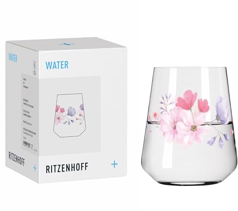 RITZENHOFF 3462005 Universalglas 500 ml - Serie Sommersonett - Motiv Blüten pink - Made in Germany
