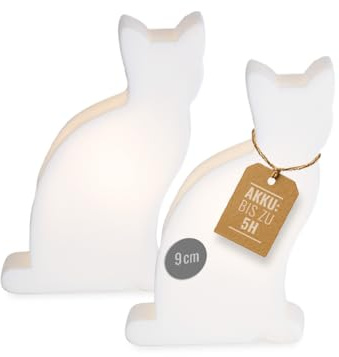 8 seasons design LED Katze Mini-Leuchten Set Shining Cat Micro (Weiß) Duo Bundle - Dekolampen 9 cm - kabellos mit Akku & USB-C aufladbar - Tischdeko, Leuchtkatze für Fensterbank, Katzenliebhaber
