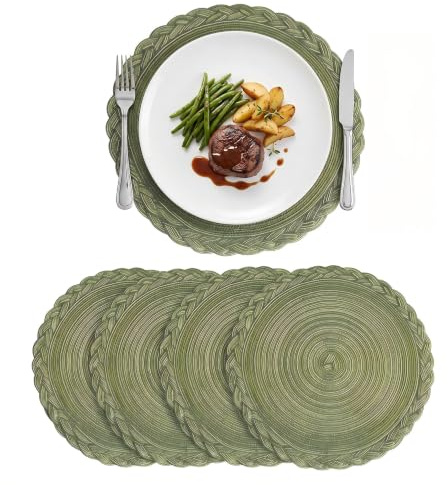 Bekecidi - Juego de 4 subplatos, redondos, aislantes, 30 cm, forma redonda, color verde