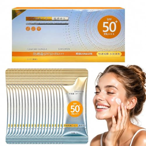 Mini Sonnencreme Reisegröße 50 Pcs, Sonnenschutz SPF 50, Sonnencreme Gesicht und Körper, Leichte Nicht Fettende Lotion, Wasserfest für Strand Urlaub Outdoor Aktivitäten, Für Alle Hauttypen Geeignet