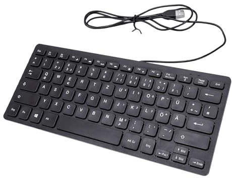 XUMIUZIY Tastatur für Minderheitensprachen, Kabelgebundene USB Tastatur mit Gravurtechnologie und Multimedia Schnelltasten, für Computer, Laptops, und Smart TVs (Deutsch)