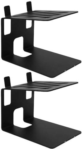 Fockety Bordshögtalarstativ, Ergonomisk Design 15lbs Belastningskapacitet Metall Skrivbordshögtalarställ, Bokhylla Högtalarställ med Vibrationsabsorberande Dynor för Bordshögtalare