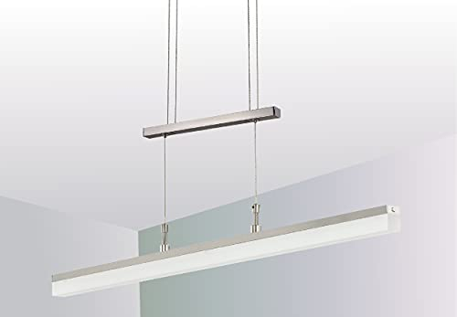 Trango 2014-012A Design stufenlos dimmbare & höhenverstellbare Pendelleuchte *WOW* Edelstahl-Optik - 850mm Lang inkl. 1x 20 Watt LED Modul 3000K warmweiß Esstischleuchte - Hängelampe – Deckenleuchte