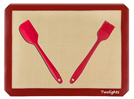 Twolights Feuille de Cuission en Silicone 40 * 30cm Spatule à Cuillère Brosse Ustensiles de Cuisine Sans BPA Anti-Adhérent Outil de Cuisson Patisserie